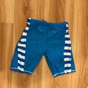 Blue and white striped swim pants